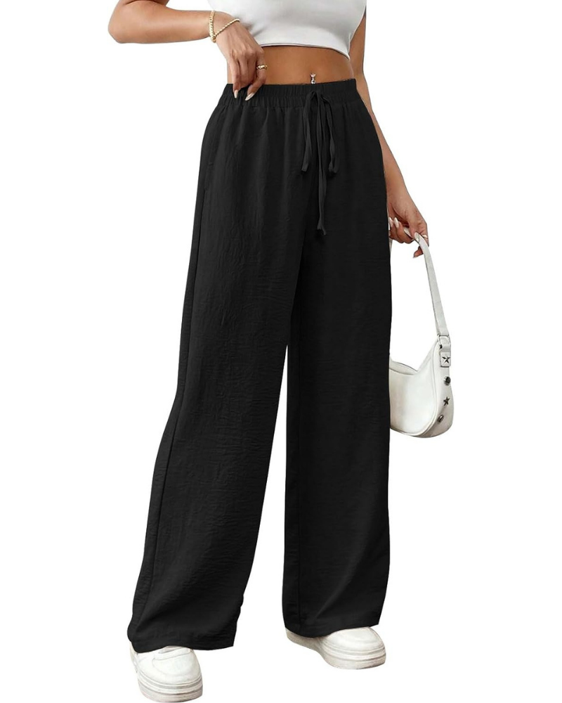 Adelaide Women's Palazzo Pants – Cotton and Linen, High Waist, Drawstring and Pockets