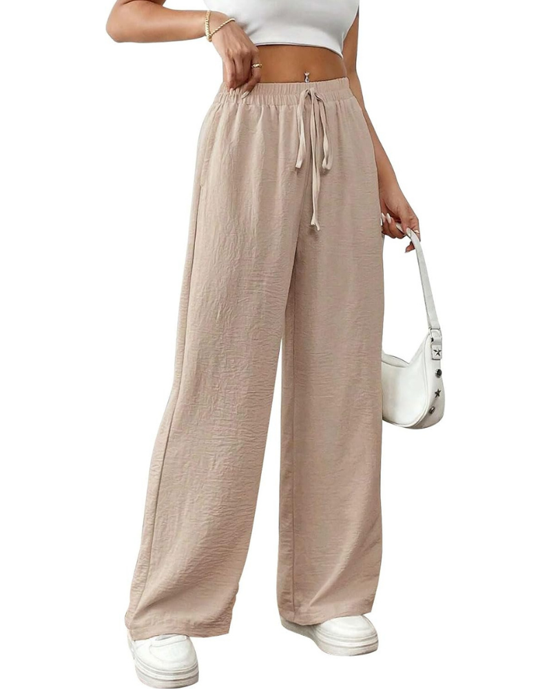 Adelaide Women's Palazzo Pants – Cotton and Linen, High Waist, Drawstring and Pockets