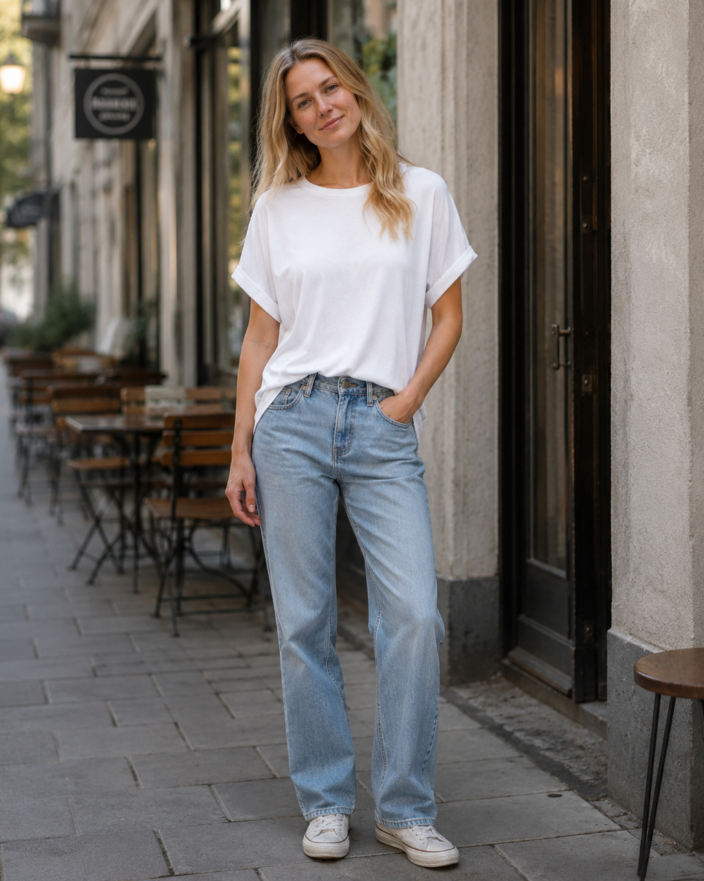 Hannah T-Shirt Damen – Oversize Sommer-Top mit Rundhalsausschnitt & kurzen Ärmeln