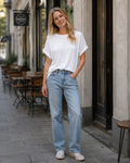 Hannah T-Shirt Damen – Oversize Sommer-Top mit Rundhalsausschnitt & kurzen Ärmeln