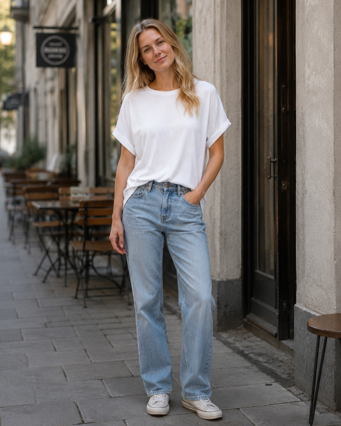 Hannah T-Shirt Damen – Oversize Sommer-Top mit Rundhalsausschnitt & kurzen Ärmeln
