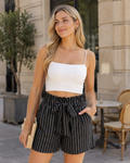 Emily Shorts Donna – Γυναικείο καλοκαιρινό σορτς με ψηλή μέση, ρυθμιζόμενο κορδόνι και τσέπες