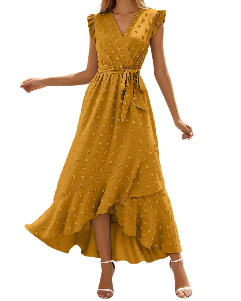 Chloe Women's Maxi Dress – Lightweight Boho Dress with V-Neck and Ruffled Sleeves