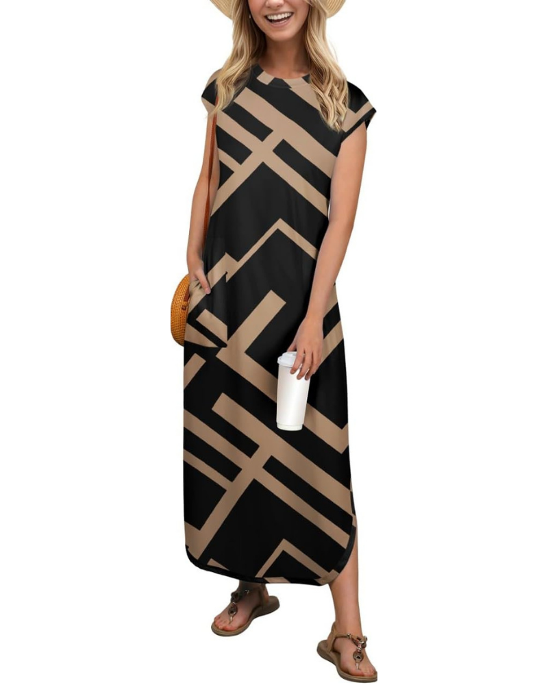 Rochie maxi pentru femei Hailey – decolteu rotund, fără mâneci, buzunare și imprimeu tie-dye