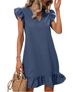 Chloe Women’s Summer Dress – Short Dress with V-Neck, Cap Sleeves, and Ruffled Hem