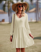 Dorothy Abito Midi Donna – A-Line Dress with V-Neck, Ruffles, and Pockets