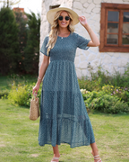 Sophia Women's Maxi Dress – Boho Dress with Floral Print, Ruched Waist & Ruffled Hem
