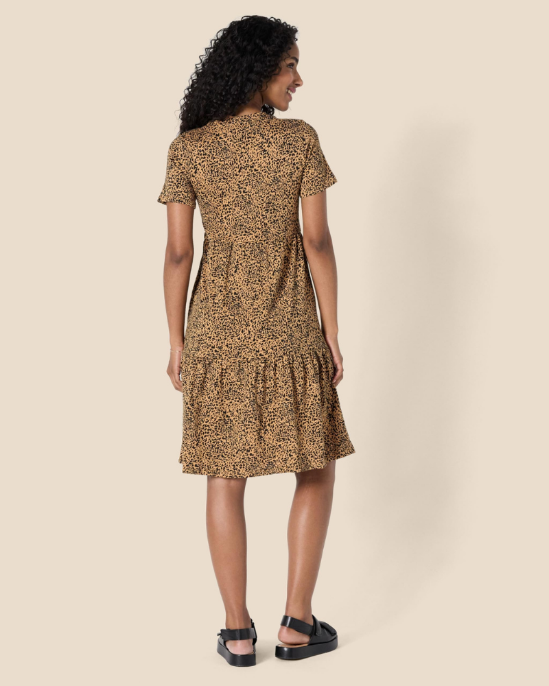 Bethany Women's Flared Dress – Cotton Dress with Crew Neck, Short Sleeves, and Ruffles