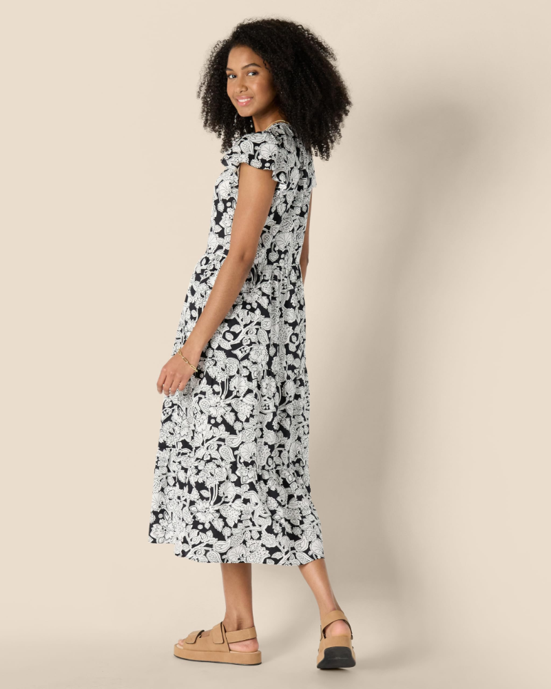 Mabel Robe Midi Femme – Robe en Satin de Coton avec Volants et Jupe à Volants
