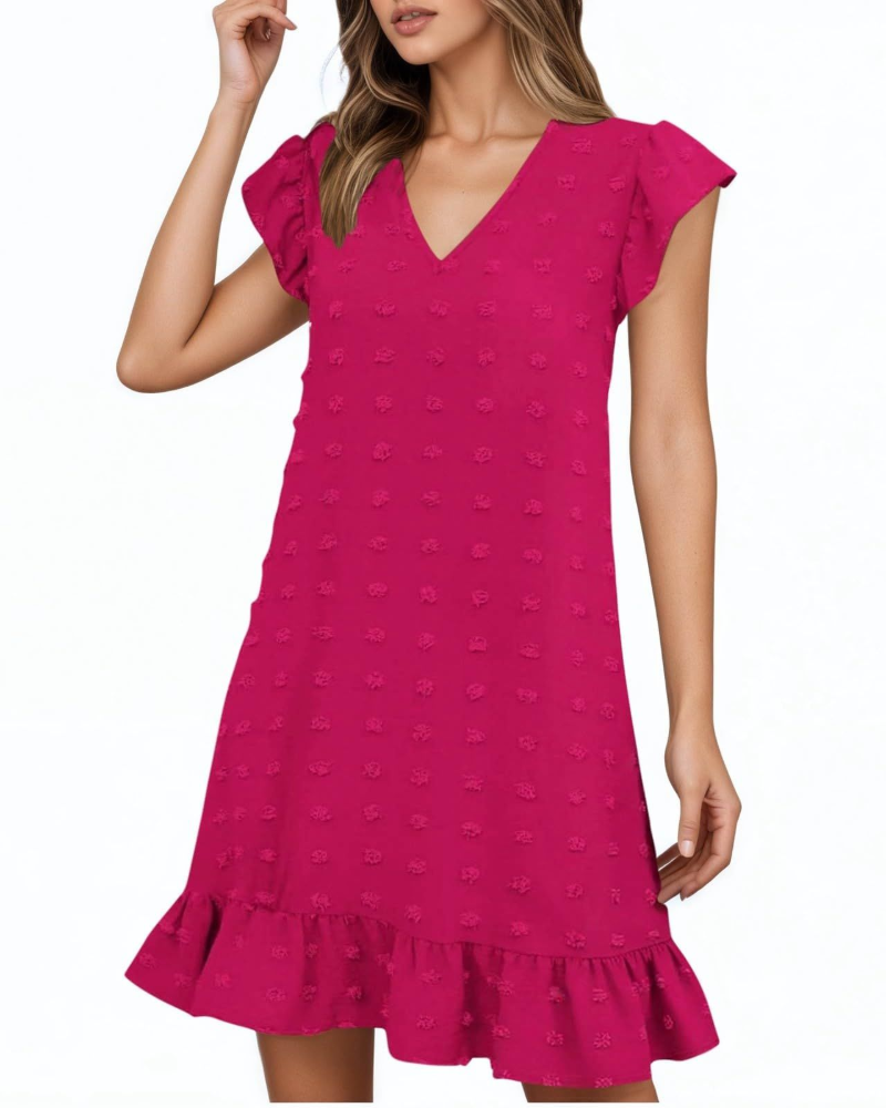 Audrey Vestito Donna Midi – Abito Estivo con Scollo V, Maniche con Volant