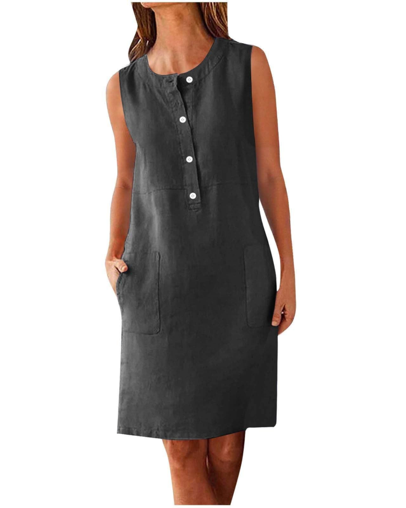Grace Sommerweste für Damen – Kleid aus Baumwoll-Leinen mit Taschen & lockerer Passform