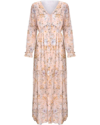 Courtney Abito Maxi Donna – Virágos chiffon ruha V-nyakkivágással és redőzéssel
