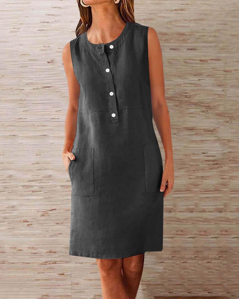 Grace Sommerweste für Damen – Kleid aus Baumwoll-Leinen mit Taschen & lockerer Passform