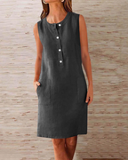 Grace Sommerweste für Damen – Kleid aus Baumwoll-Leinen mit Taschen & lockerer Passform