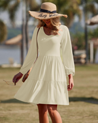 Dorothy Abito Midi Donna – A-Line Dress with V-Neck, Ruffles, and Pockets
