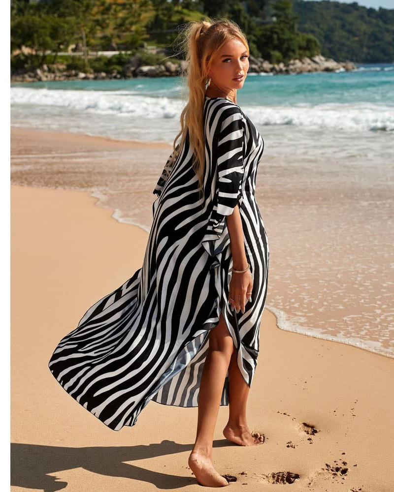 Sybil Caftano Maxi Damski Boho – Etniczny wzór, luźny krój i narzutka plażowa