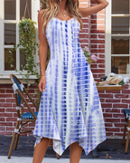 Amelia Abito Midi Boho for kvinner – Sommerkjole uten ermer med trykk og komfortabel, myk passform