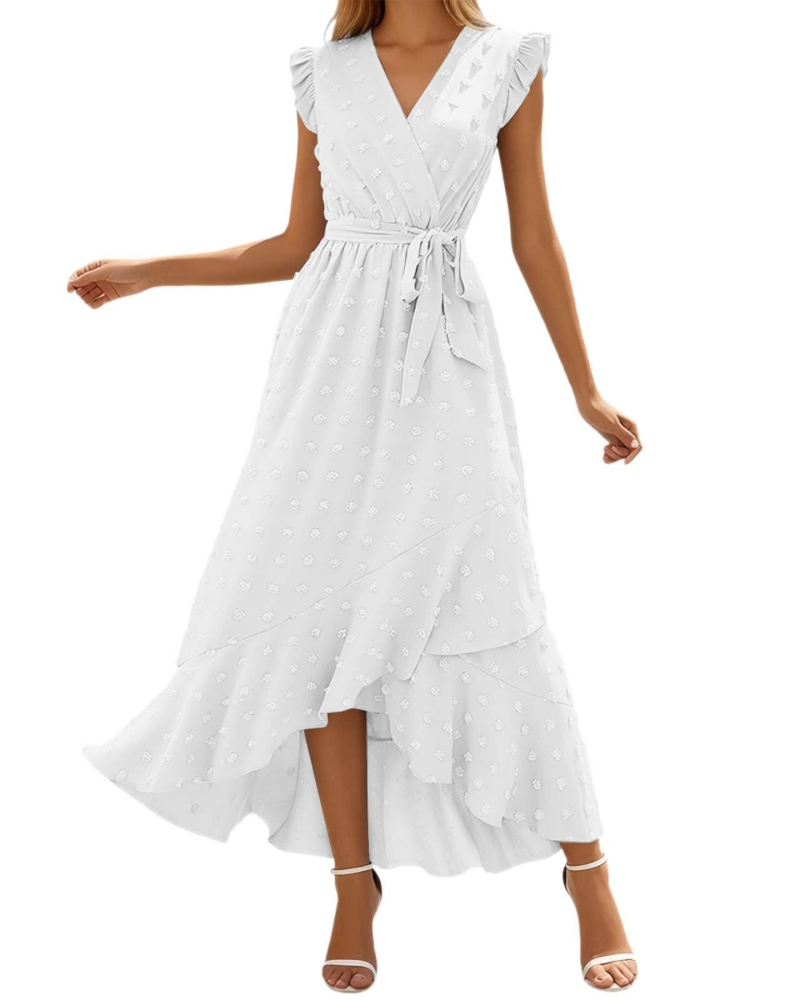Chloe Women's Maxi Dress – Lightweight Boho Dress with V-Neck and Ruffled Sleeves