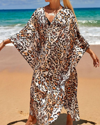 Caftan maxi femme Merritt – Col en V, imprimé bohème et coupe ample
