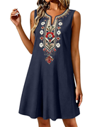 Sienna Women's Long Summer Dress – Cotton and Linen, A-Line Cut and Side Pockets