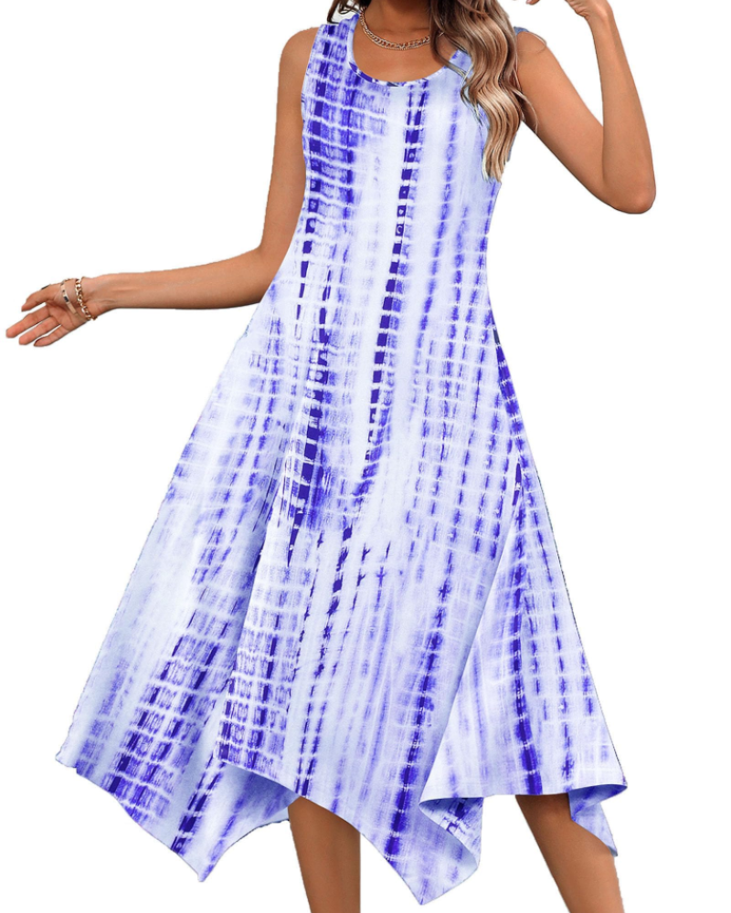 Amelia Abito Midi Boho for kvinner – Sommerkjole uten ermer med trykk og komfortabel, myk passform