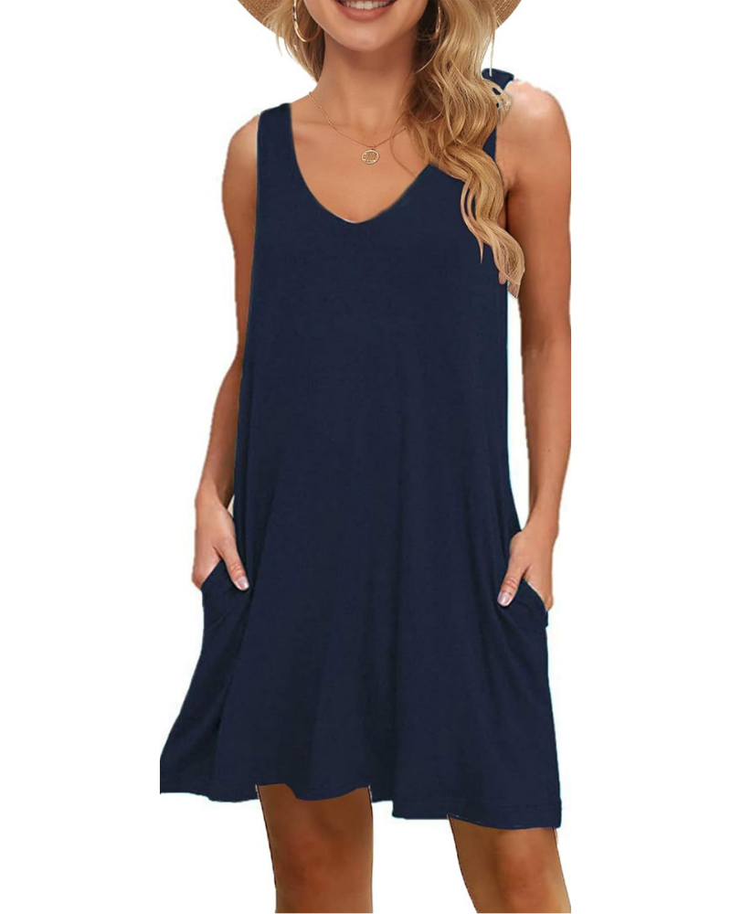 Robe courte Chelsea pour femme – col en V, coupe ample, poches et style estival