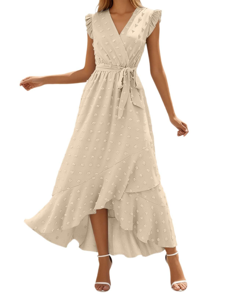 Chloe Women's Maxi Dress – Lightweight Boho Dress with V-Neck and Ruffled Sleeves