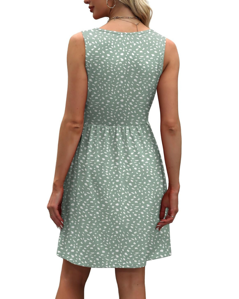 Isabelle Women’s Mini Dress – V-Neck, A-Line, Pleats and Side Pockets