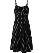 Marlowe Women’s Summer Dress – Floral and Polka Dot Print, Thin Straps and Side Slits