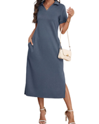 Claire Abito Damă – Rochie Maxi Polo cu Buzunare, Material Moale și Croială A-Line