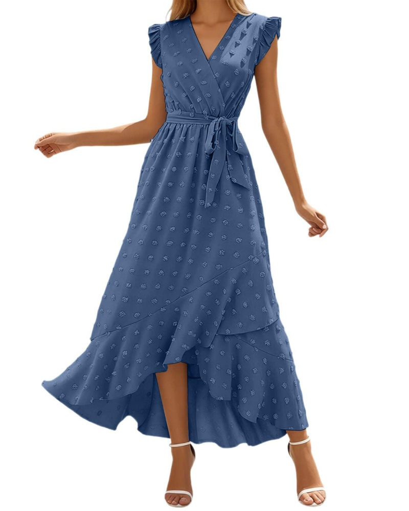 Chloe Women's Maxi Dress – Lightweight Boho Dress with V-Neck and Ruffled Sleeves