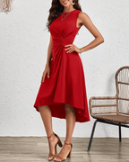 Heather Abito Midi Donna – Sleeveless Pleated A-Line Dress with Defined Waist