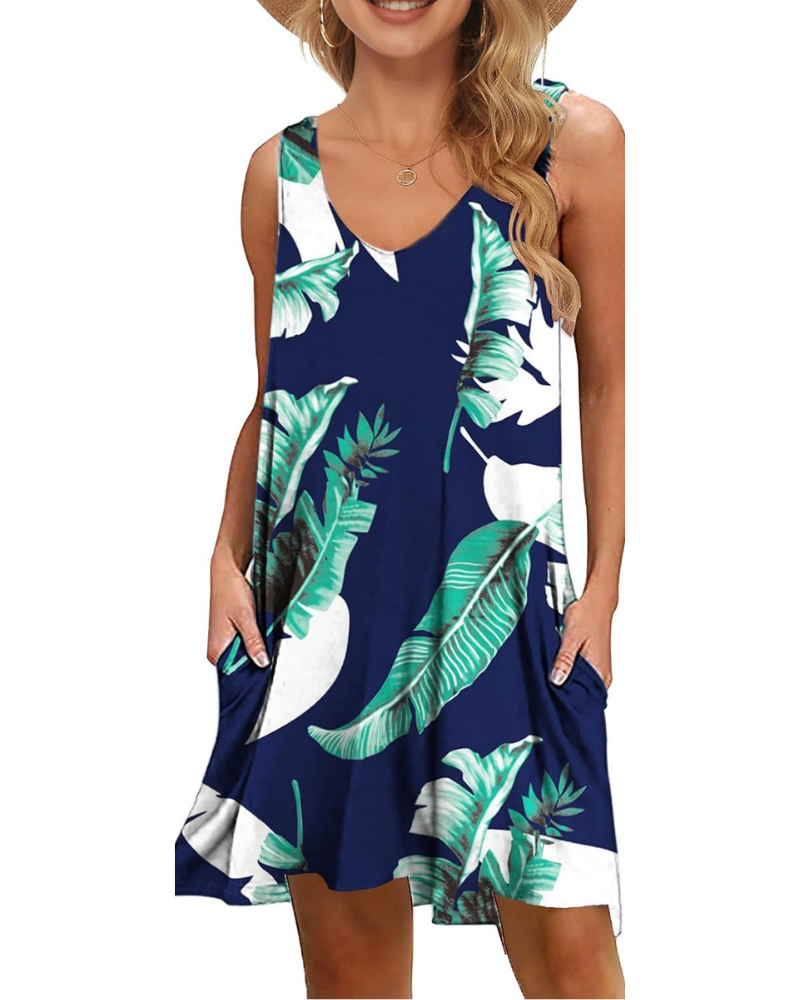 Robe courte Chelsea pour femme – col en V, coupe ample, poches et style estival