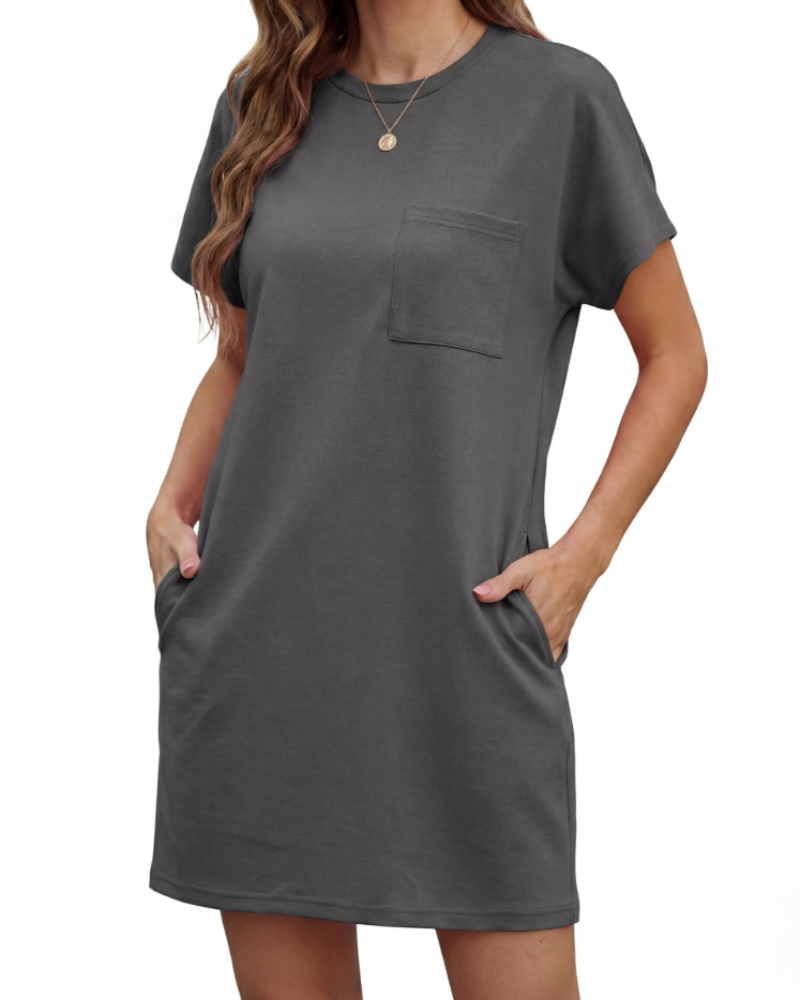 Molly Abito Mini Donna – Vestido de verano plisado con cuello redondo y bolsillos