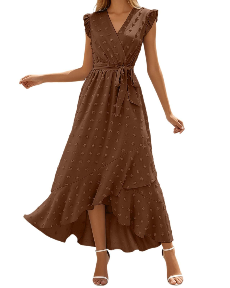 Chloe Women's Maxi Dress – Lightweight Boho Dress with V-Neck and Ruffled Sleeves
