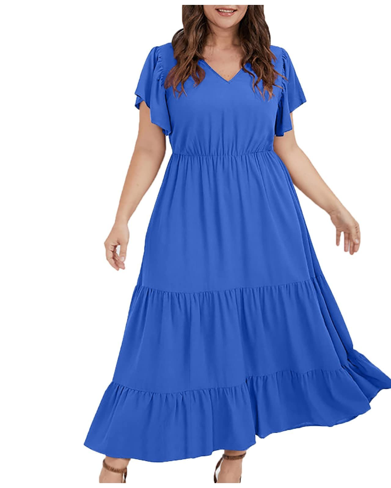 Zoey Rochie damă din bumbac și in – Rochie boho midi cu buzunare, croială în A și potrivire lejeră