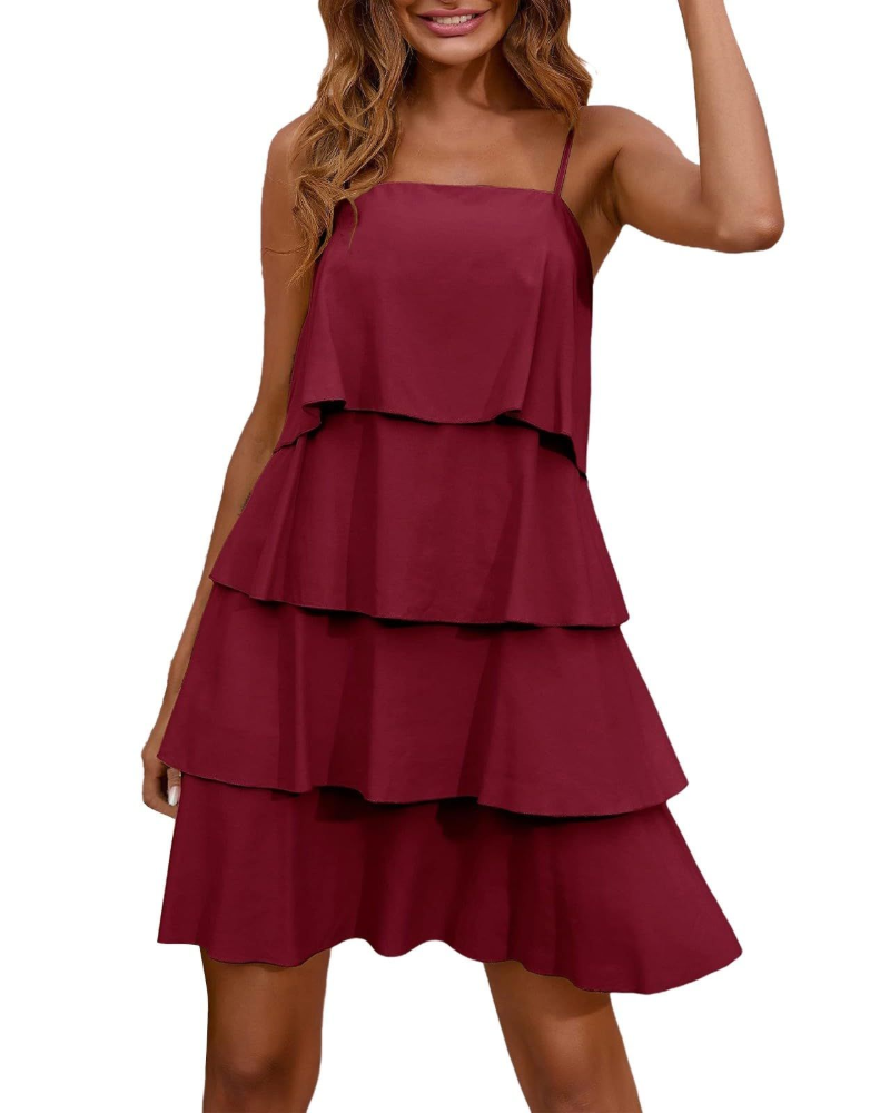 Rochie de vară pentru femei Ruby – Rochie fără mâneci din chiffon cu volane și croială în A