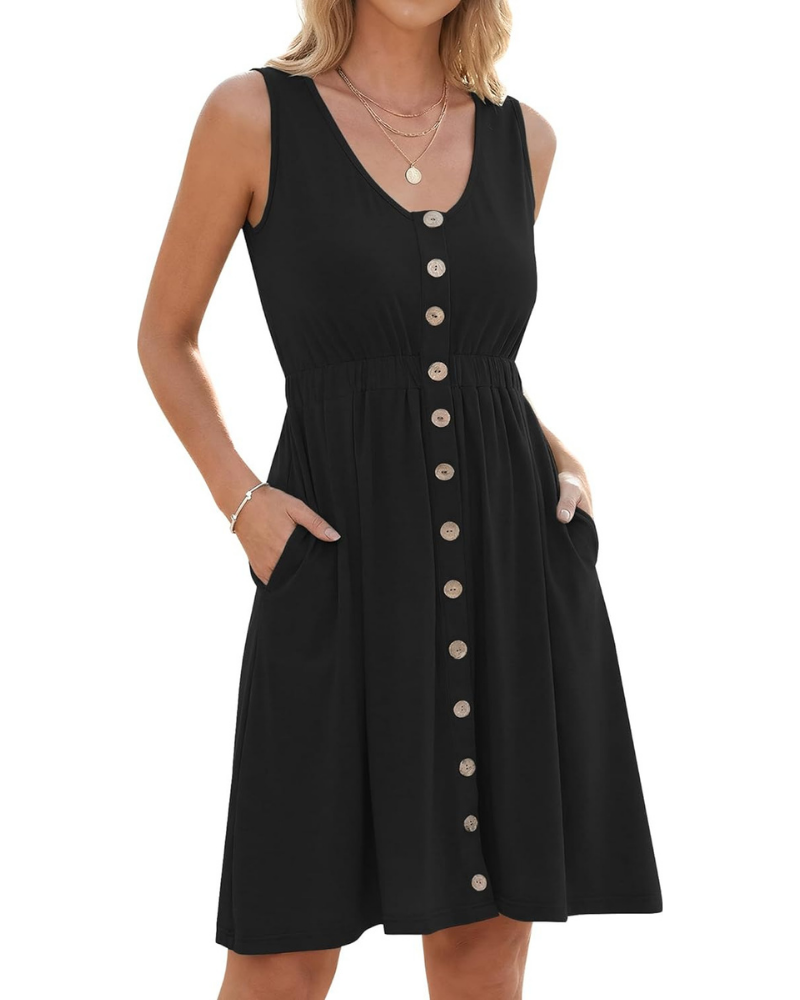 Combinaison d’été pour femme Whitney – col en V, taille élastiquée, boutons et poches