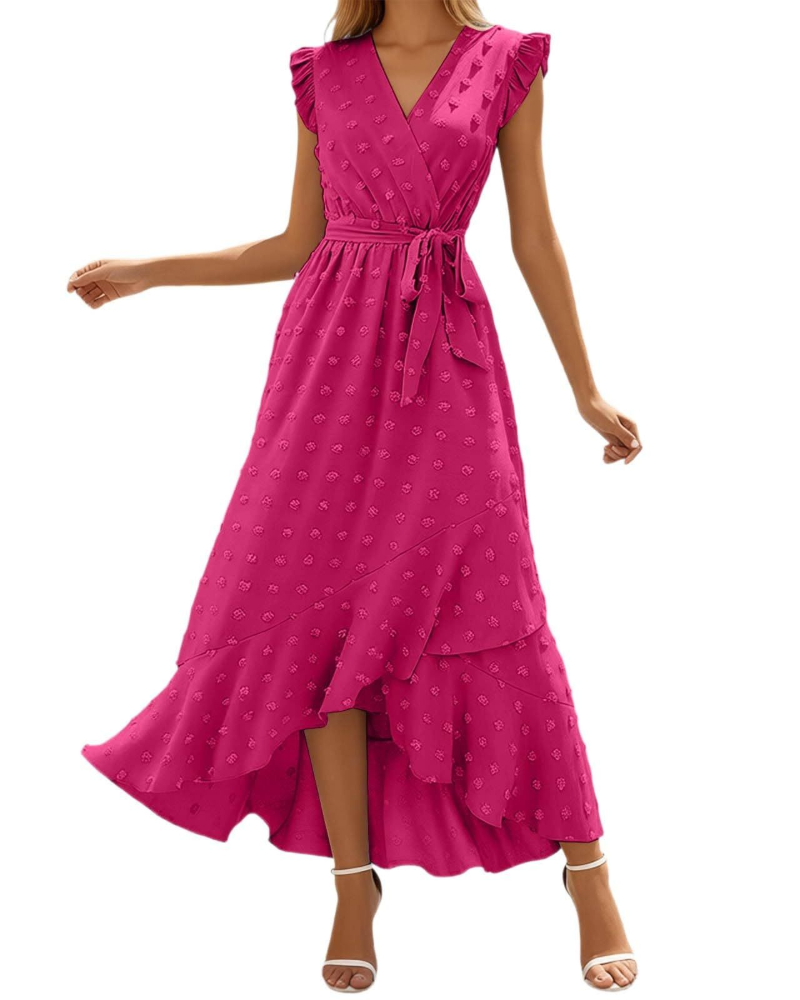 Chloe Women's Maxi Dress – Lightweight Boho Dress with V-Neck and Ruffled Sleeves