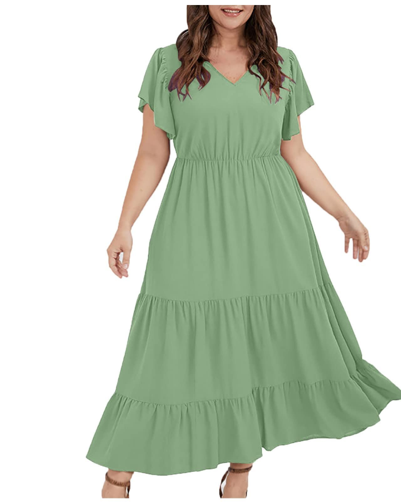 Zoey Rochie damă din bumbac și in – Rochie boho midi cu buzunare, croială în A și potrivire lejeră