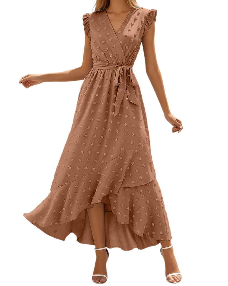 Chloe Women's Maxi Dress – Lightweight Boho Dress with V-Neck and Ruffled Sleeves