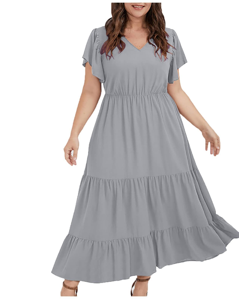 Zoey Rochie damă din bumbac și in – Rochie boho midi cu buzunare, croială în A și potrivire lejeră