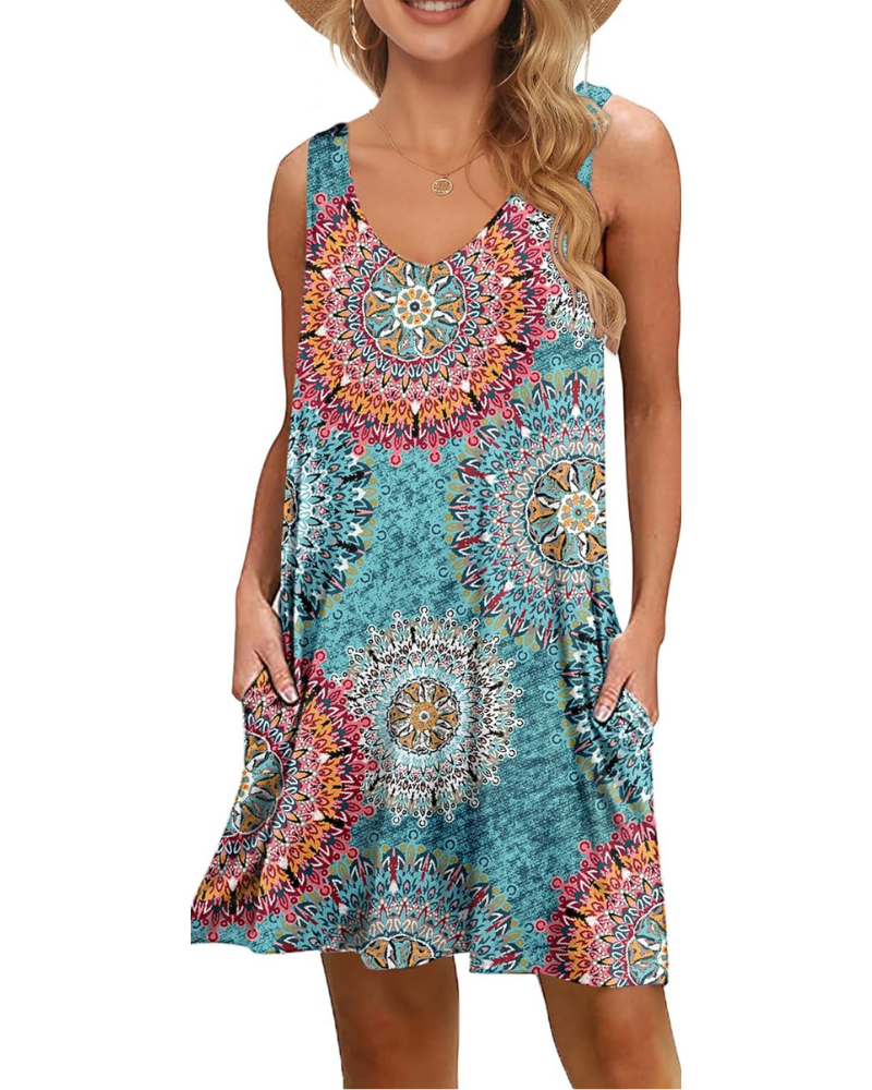 Robe courte Chelsea pour femme – col en V, coupe ample, poches et style estival