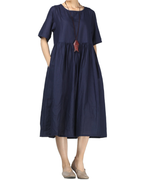 Abigail Abito Maxi Donna – Vestito Estivo in Lino e Cotone con Tasche Laterali