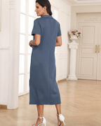 Claire Abito Damă – Rochie Maxi Polo cu Buzunare, Material Moale și Croială A-Line