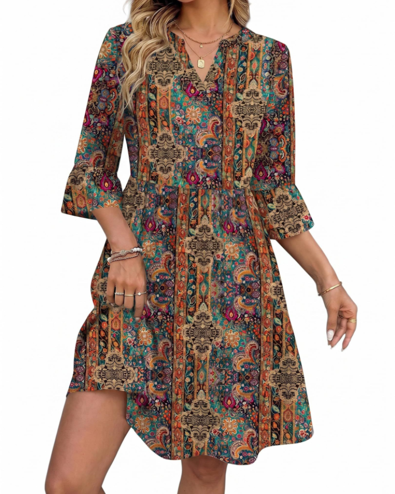Vestido de verano para mujer Nicole – Vestido línea A con escote en V, volantes y bolsillos