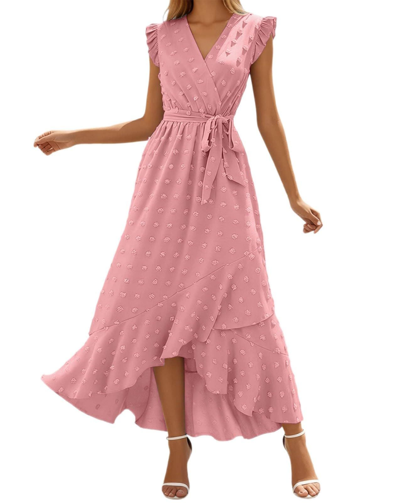 Chloe Women's Maxi Dress – Lightweight Boho Dress with V-Neck and Ruffled Sleeves