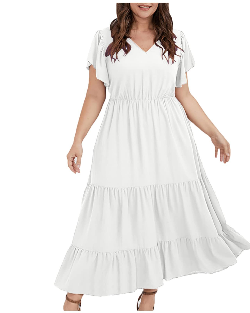Zoey Rochie damă din bumbac și in – Rochie boho midi cu buzunare, croială în A și potrivire lejeră
