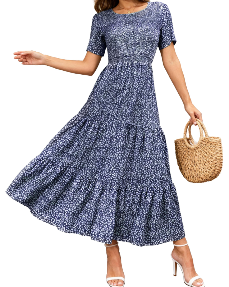 Rochie maxi pentru femei Sophia Abito – Rochie boho cu imprimeu floral, talie adunată și tiv cu volane