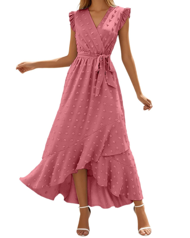 Chloe Women's Maxi Dress – Lightweight Boho Dress with V-Neck and Ruffled Sleeves